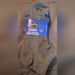 Justin Boots Men's Low Cut Cushion Comfort Socks - Gray (3 Pairs)